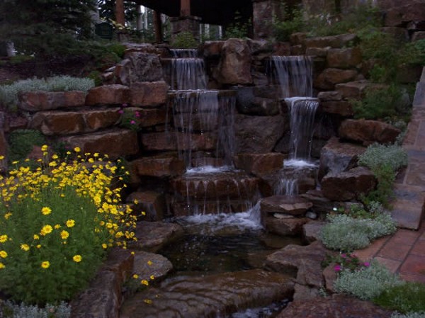 miniature waterfall installation